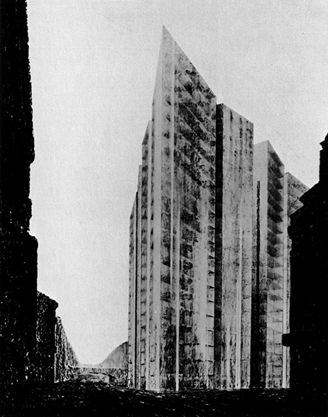 Mies van der Rohe, Friedrichstrasse Project, Charcoal Drawing, 1919