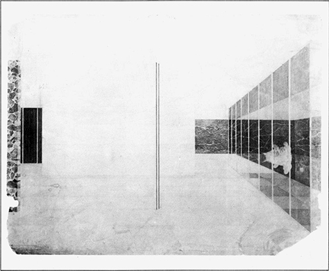 Mies van der Rohe, German Pavilion in Barcelona, Drawing of Interior, 1929