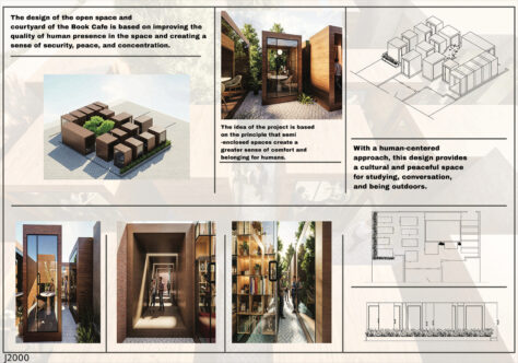 آثار برگزیده مسابقه معماری کوچه کتاب | رتبه سوم: امیررضا مددی جاوید، فاطمه مختاری، فاطمه رشیدی، ثمین بافنده زمانپور، فاطمه مرادی